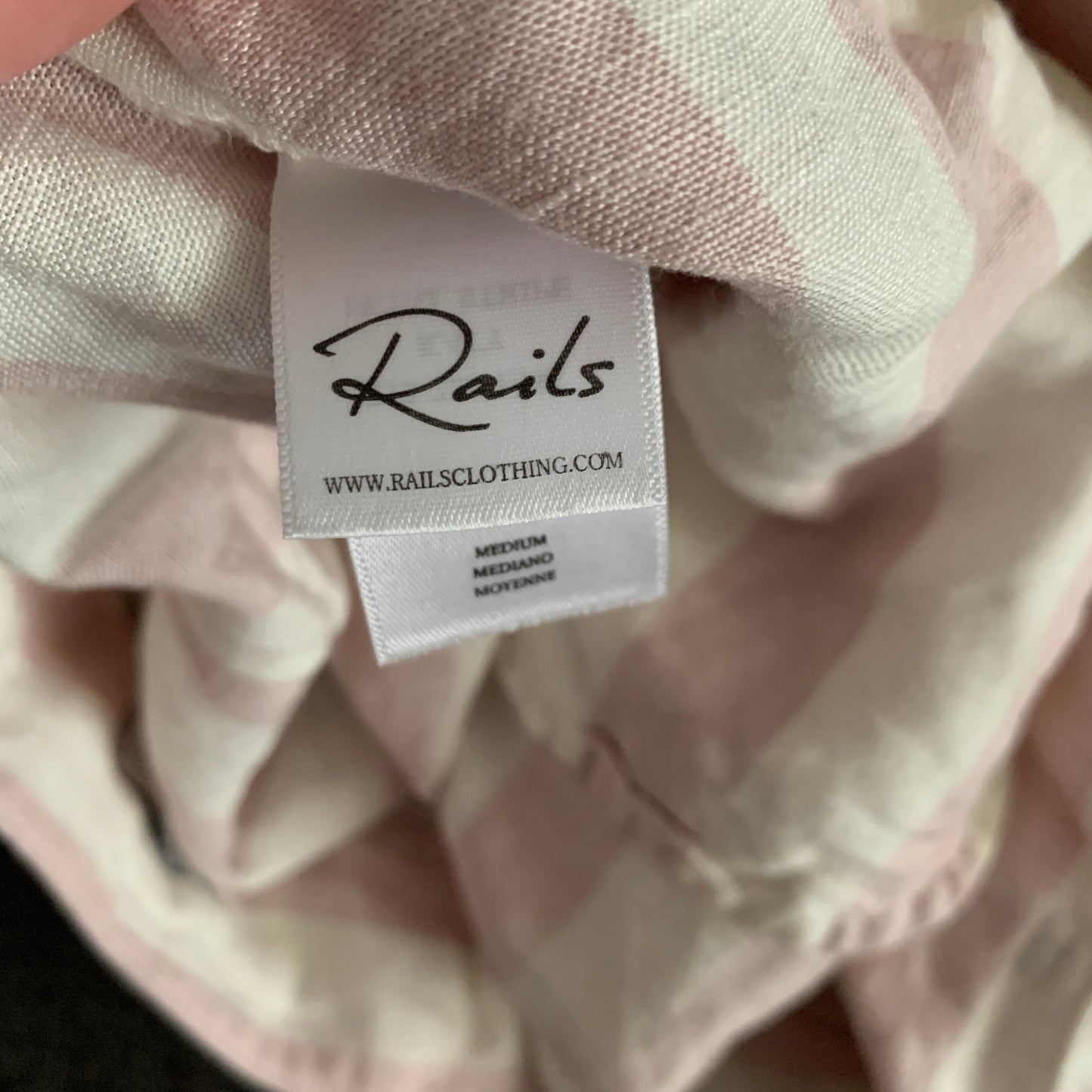 Rails Katy pink striped belted linen blend shorts SZ M