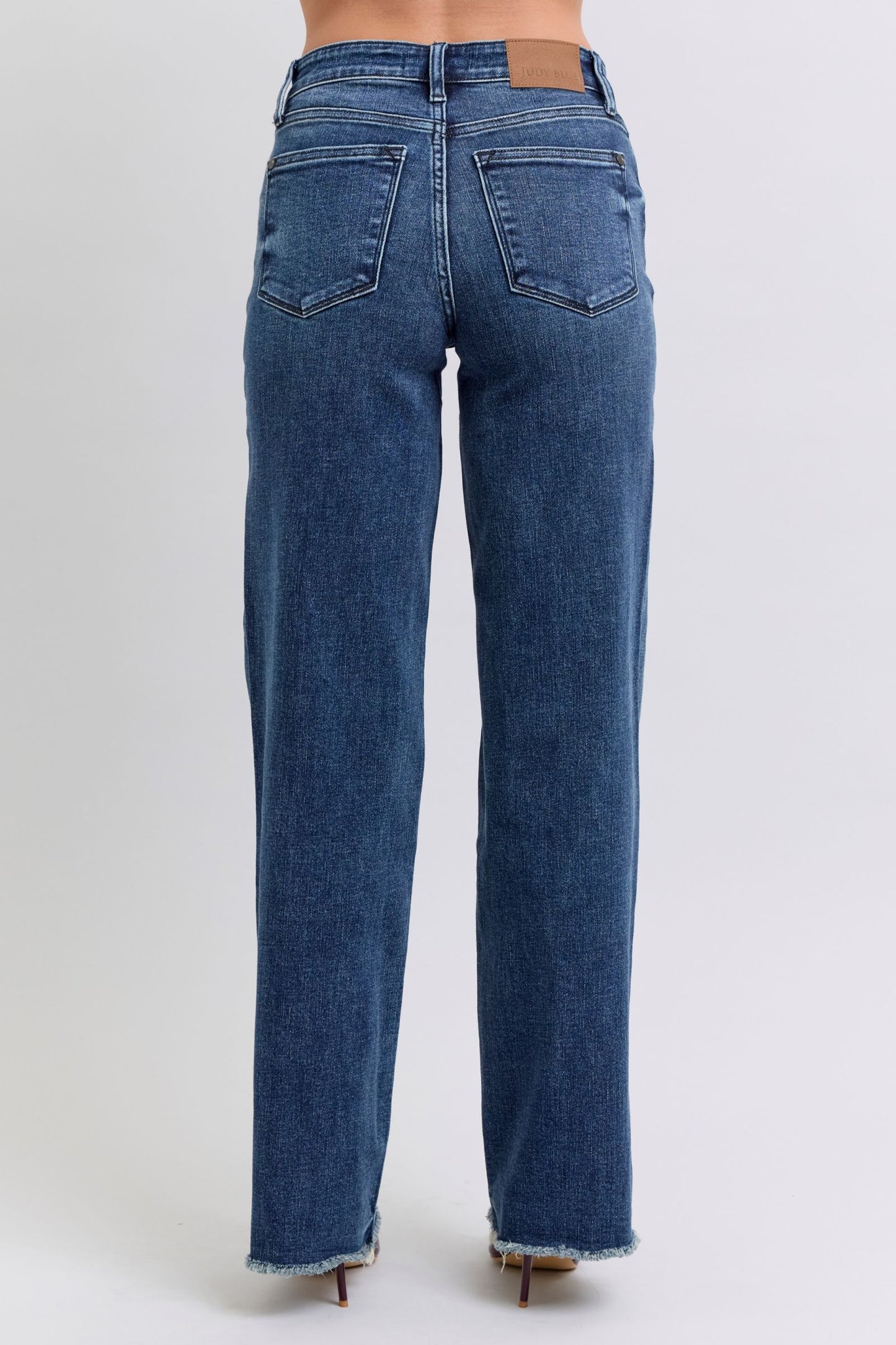 Judy Blue Miss Wheeler Raw Hem Wide Leg Jeans (0-24W)
