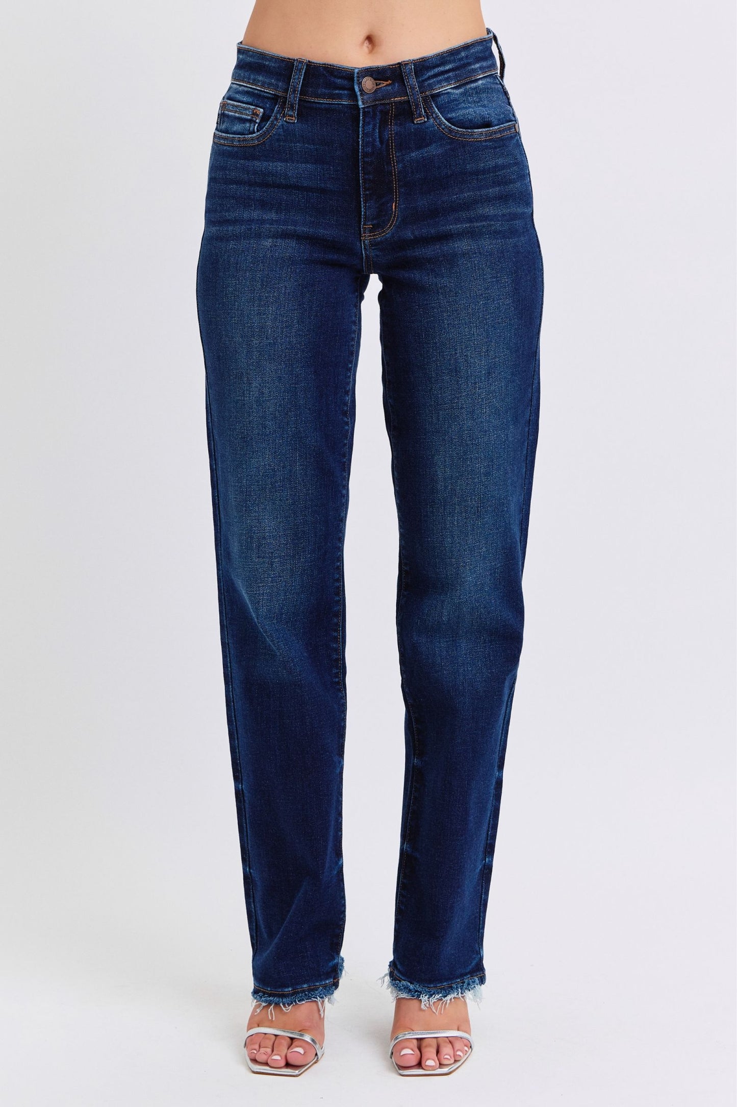 Judy Blue Me + U Raw Hem Straight Leg Jeans (0-24W)
