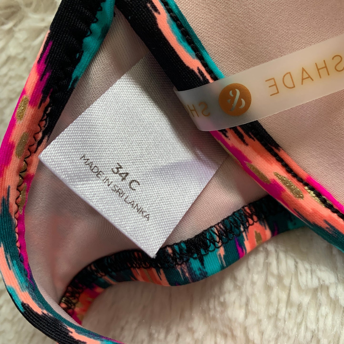 Shade & Shore ikat print push up bikini swim top SZ 34C