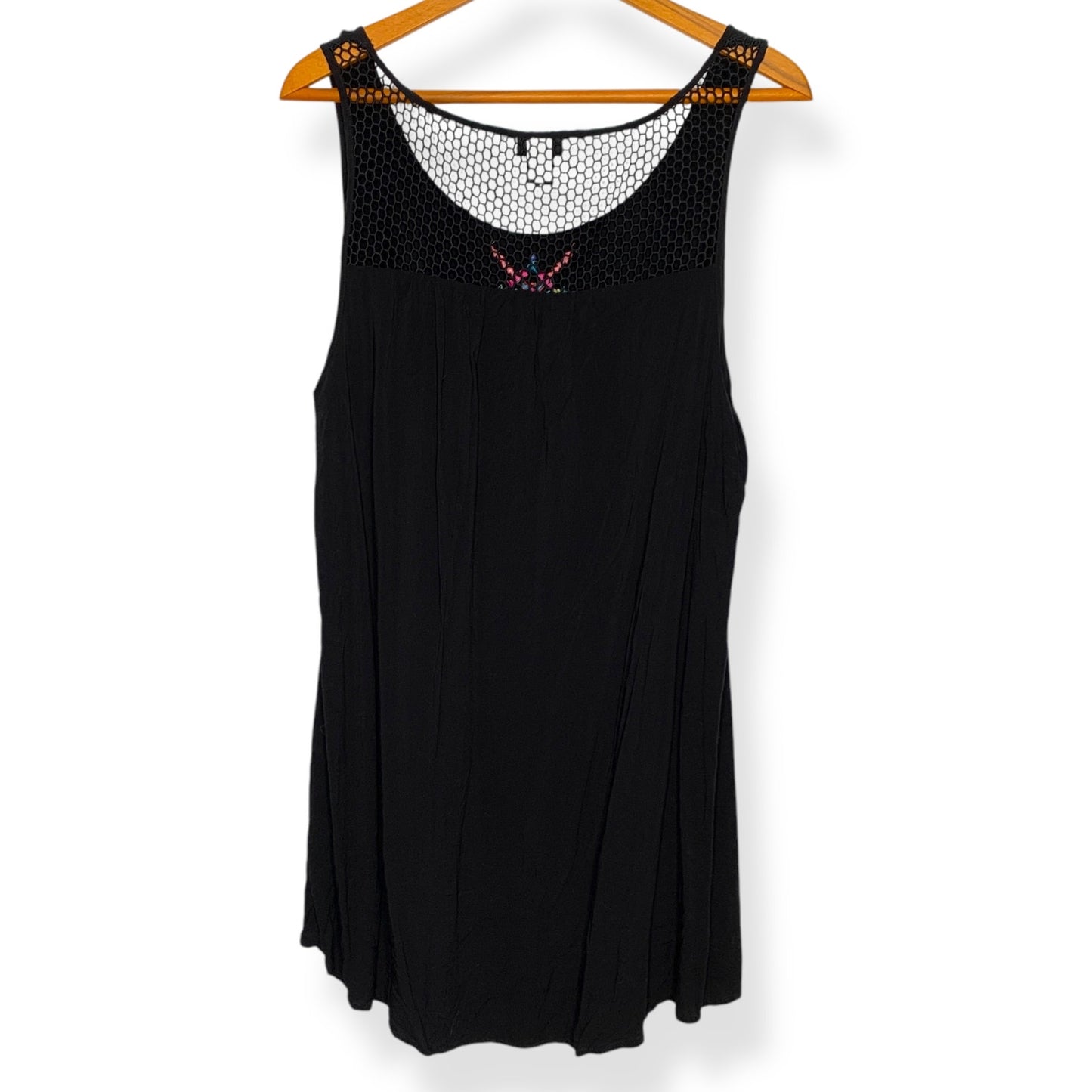 Torrid black embroidered tank dress swim cover up SZ 2X