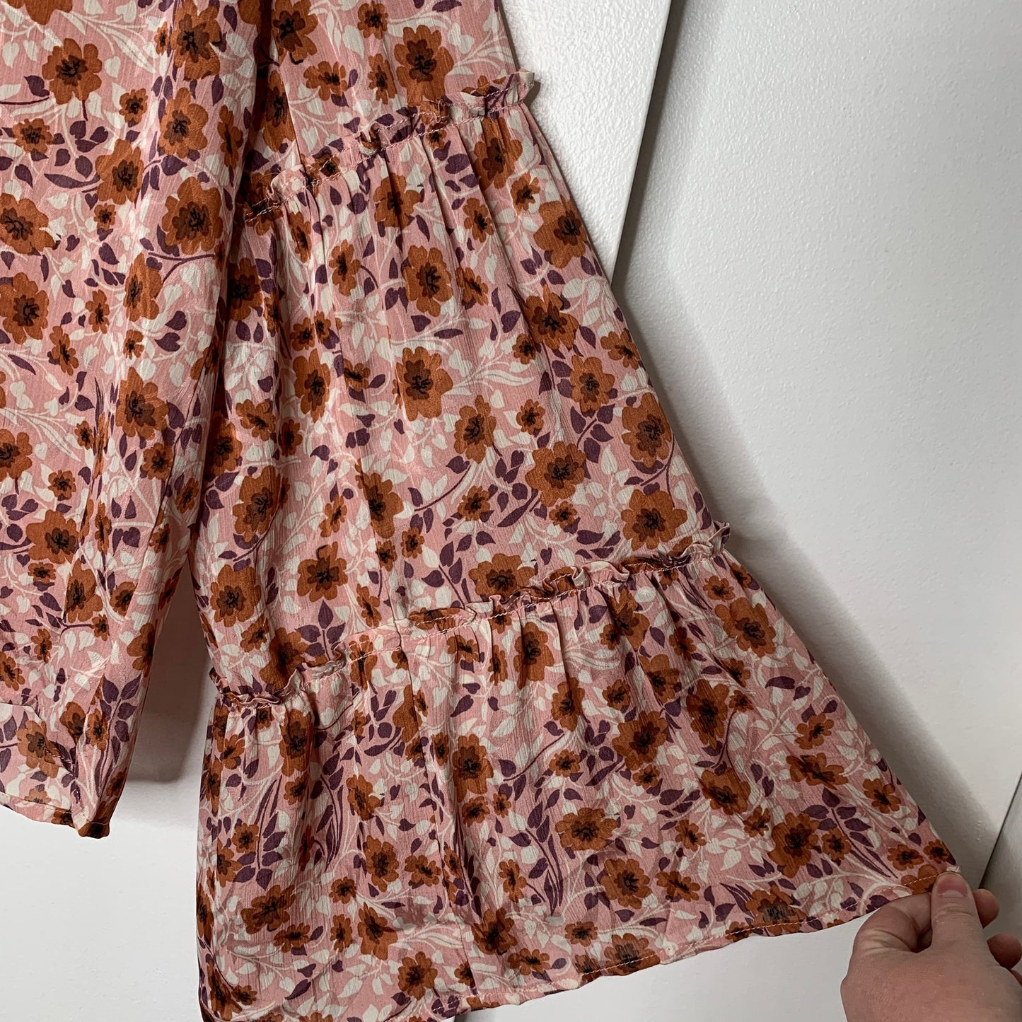 Lovestitch floral print flared bell sleeve peasant top SZ S