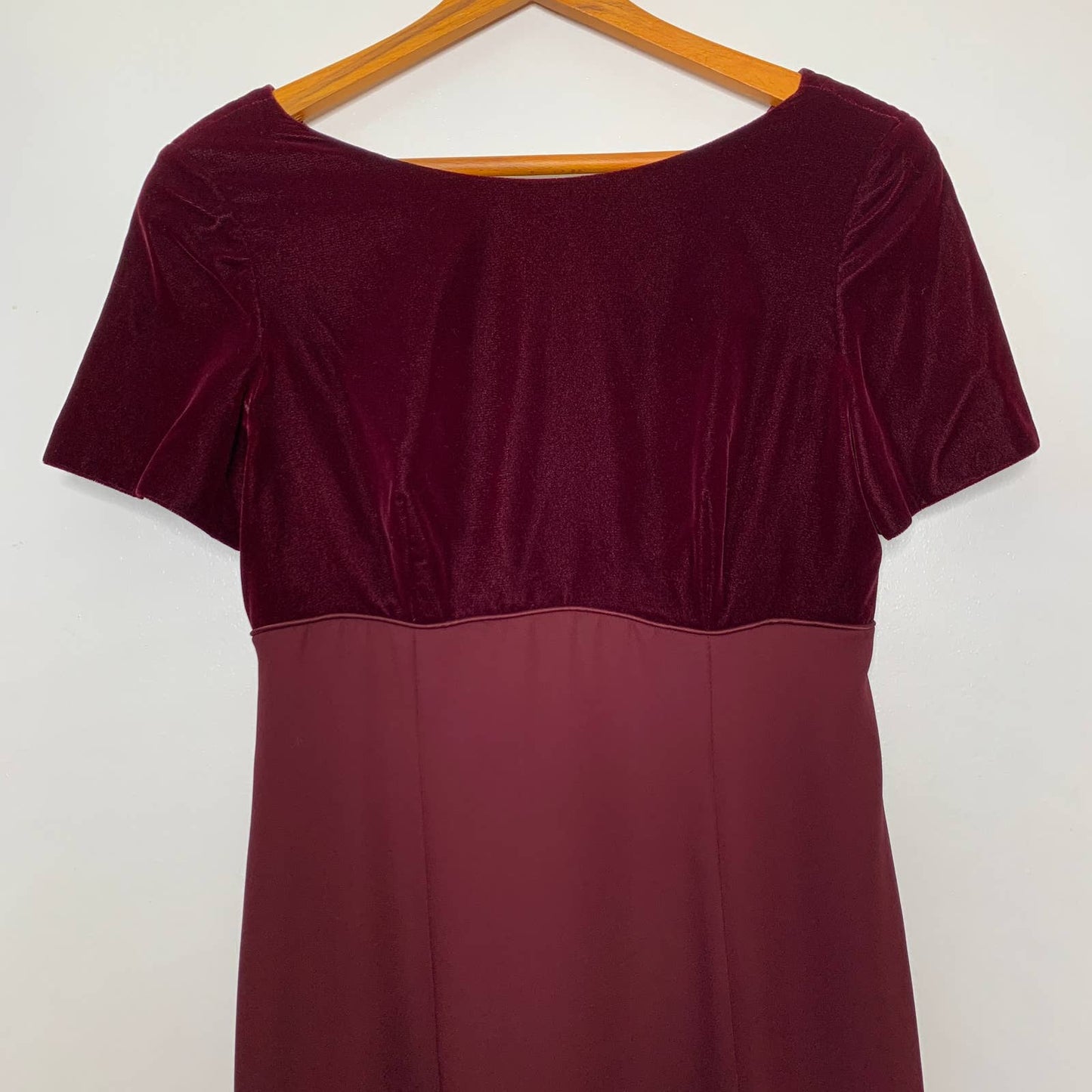 Vintage 90s red velvet full length side slit formal dress SZ M