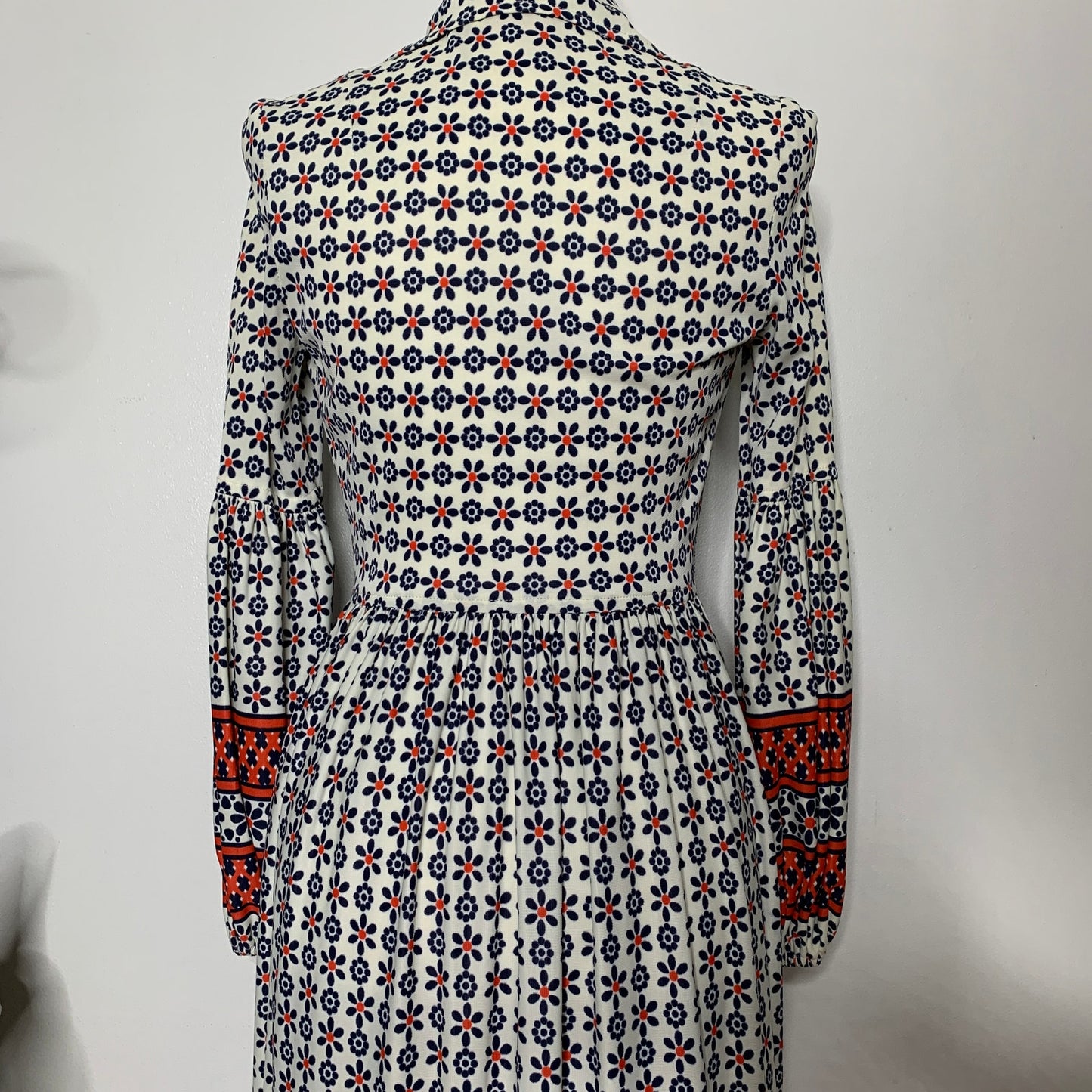 Vintage 70s Questo floral pattern puff sleeve maxi dress SZ S