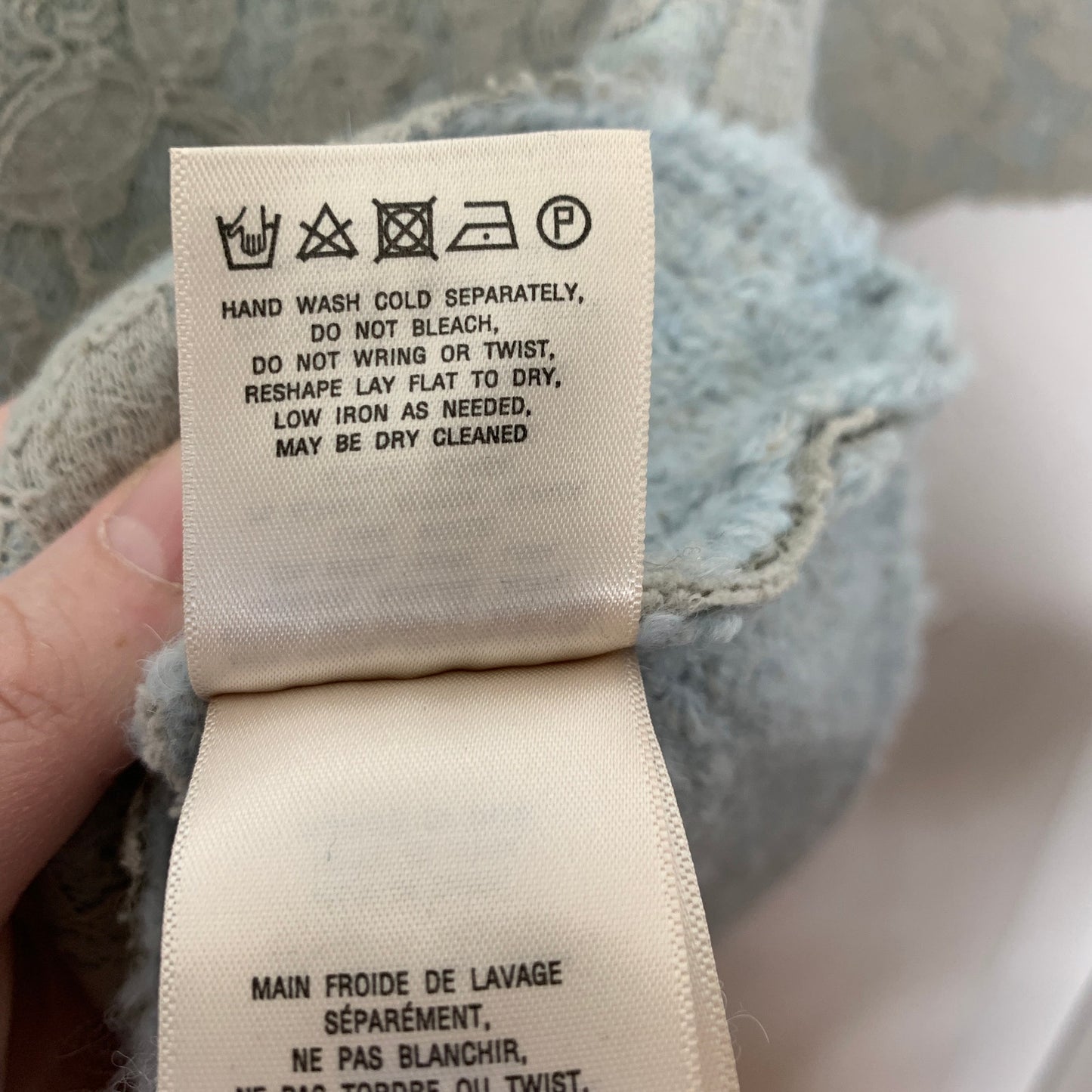 Anthropologie Knitted & Knotted chunky knit lace trim sweater SZ S