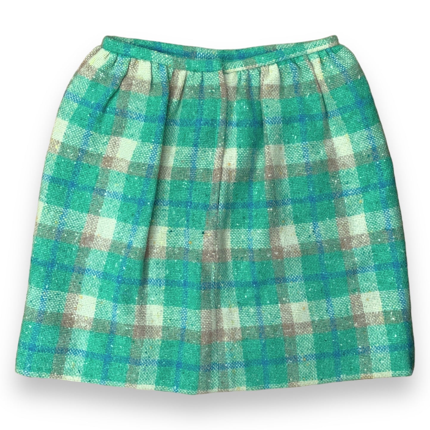 Vintage 60s Villager green wool tweed mini skirt SZ 2