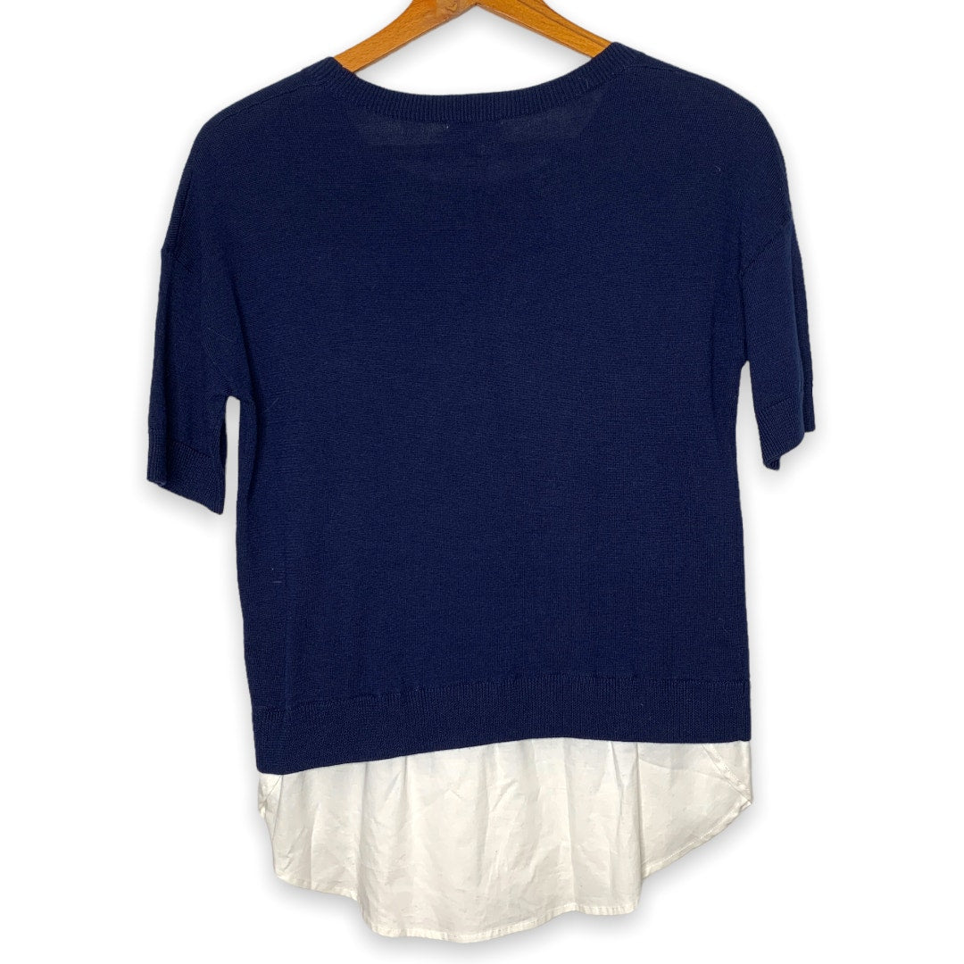 Halogen navy blue layered sweater top SZ XS