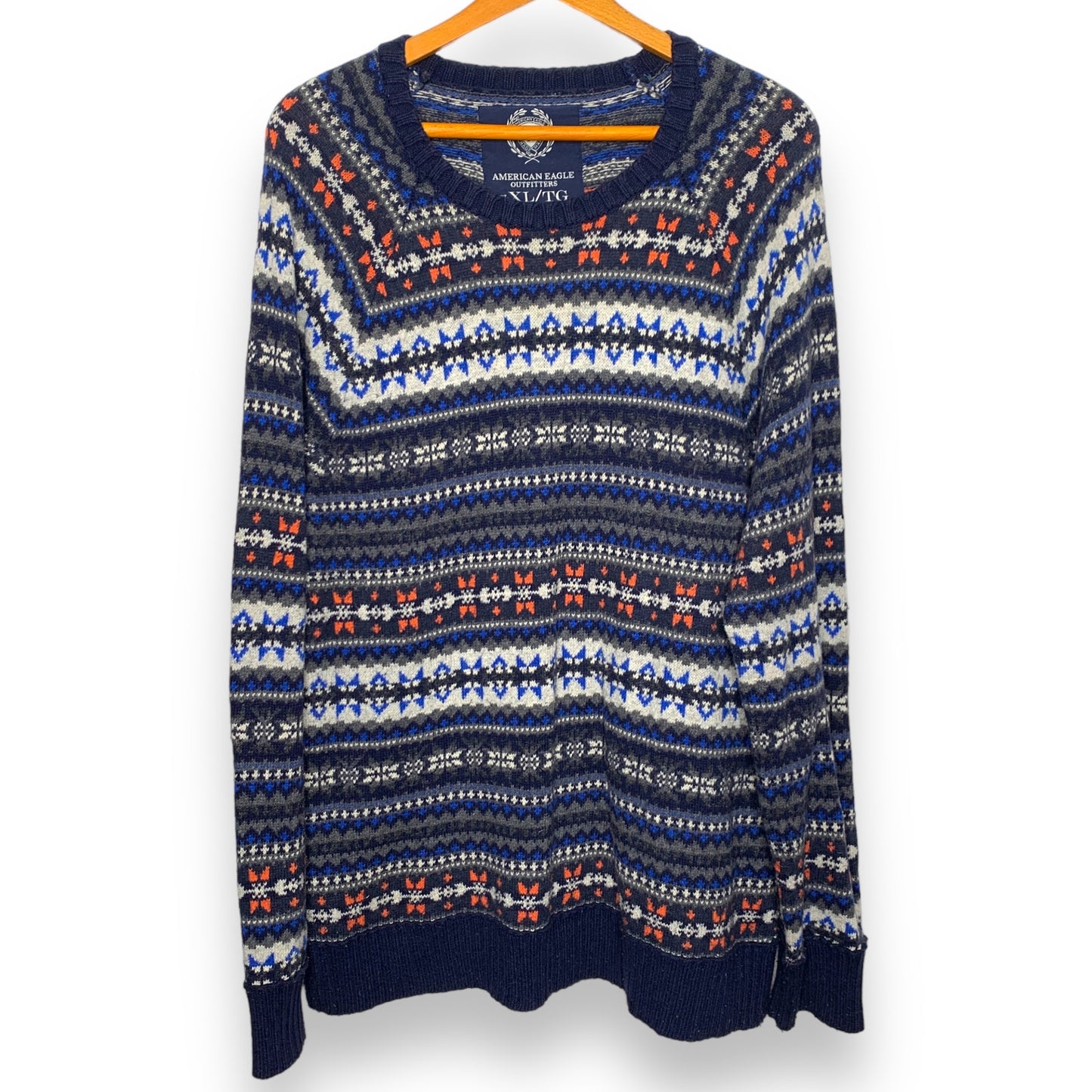 American Eagle fairisle angora rabbit hair chunky knit sweater SZ XL