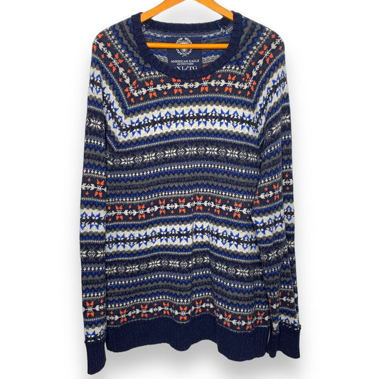 American Eagle fairisle angora rabbit hair chunky knit sweater SZ XL