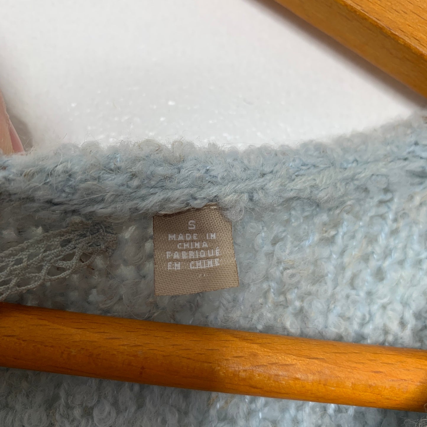 Anthropologie Knitted & Knotted chunky knit lace trim sweater SZ S