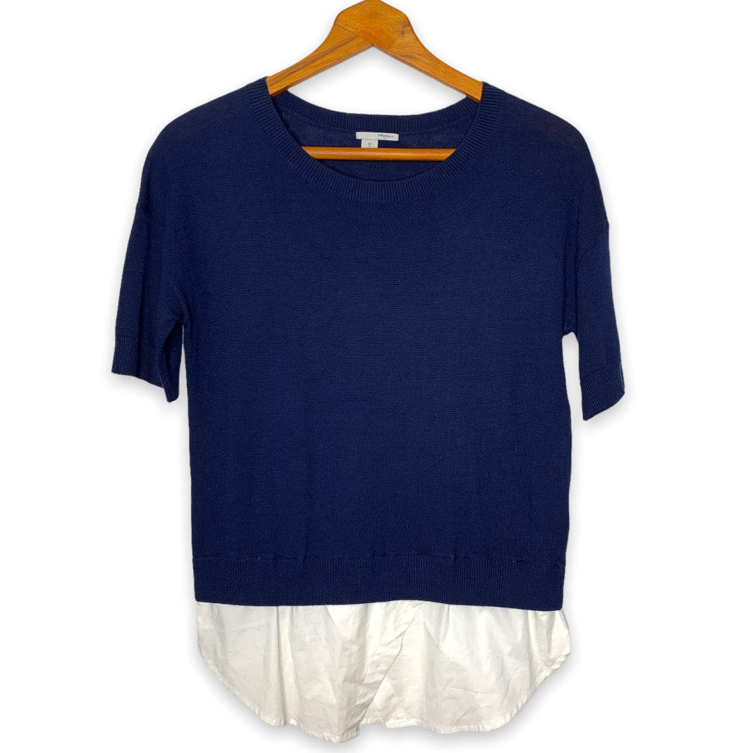Halogen navy blue layered sweater top SZ XS