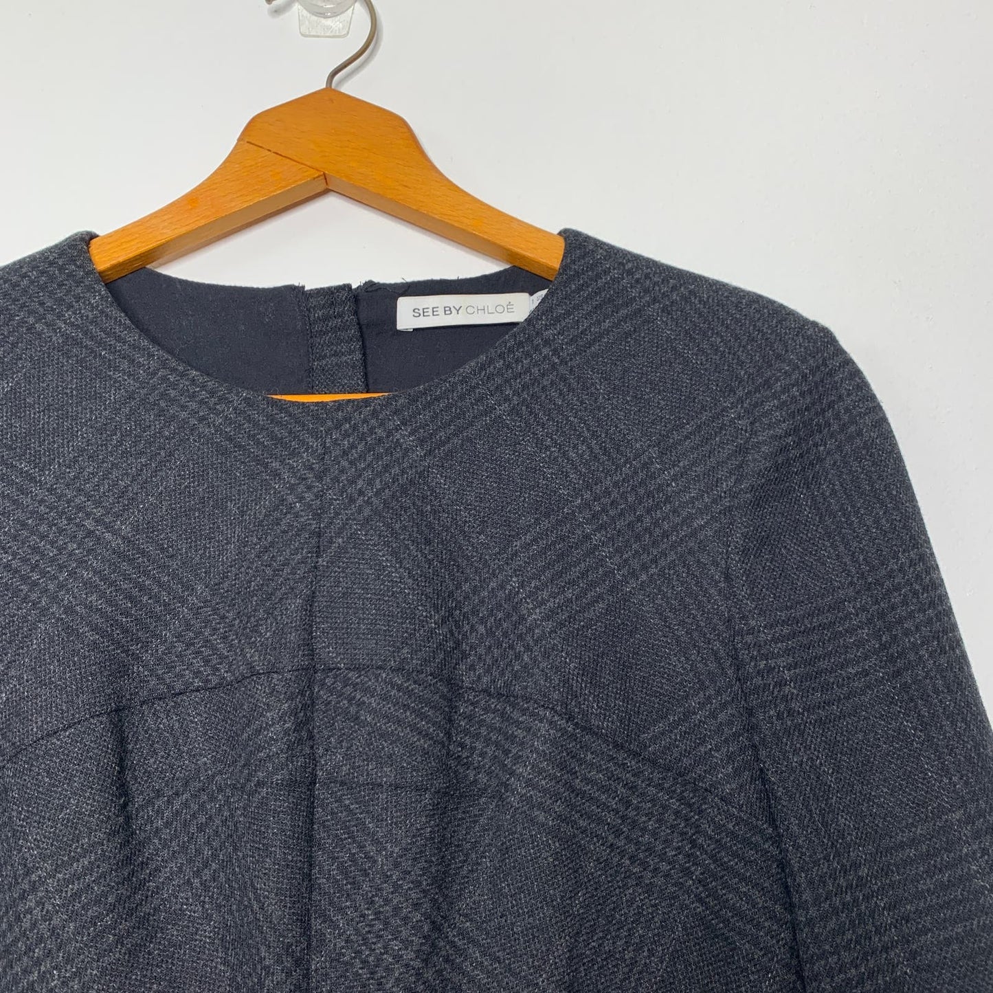 See by Chloe sawtooth plaid wool sheath dress SZ 6