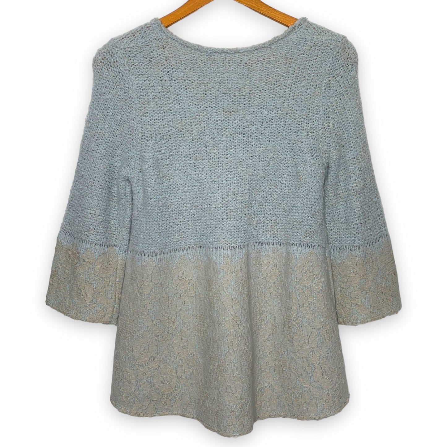 Anthropologie Knitted & Knotted chunky knit lace trim sweater SZ S