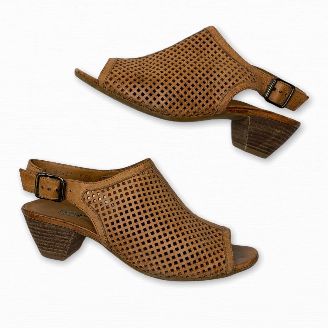 Paul Green Lois perforated leather slingback sandal SZ 6.5