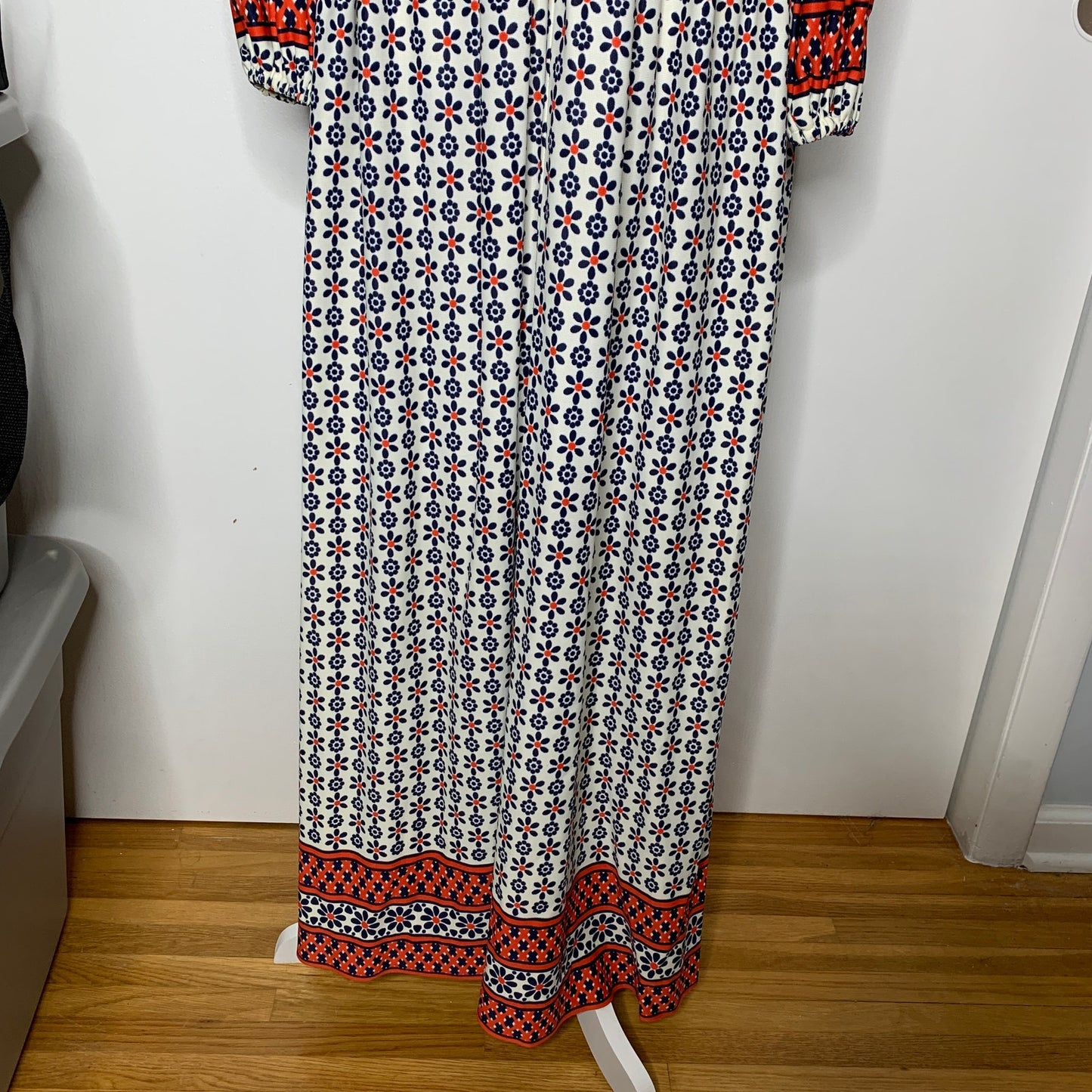 Vintage 70s Questo floral pattern puff sleeve maxi dress SZ S