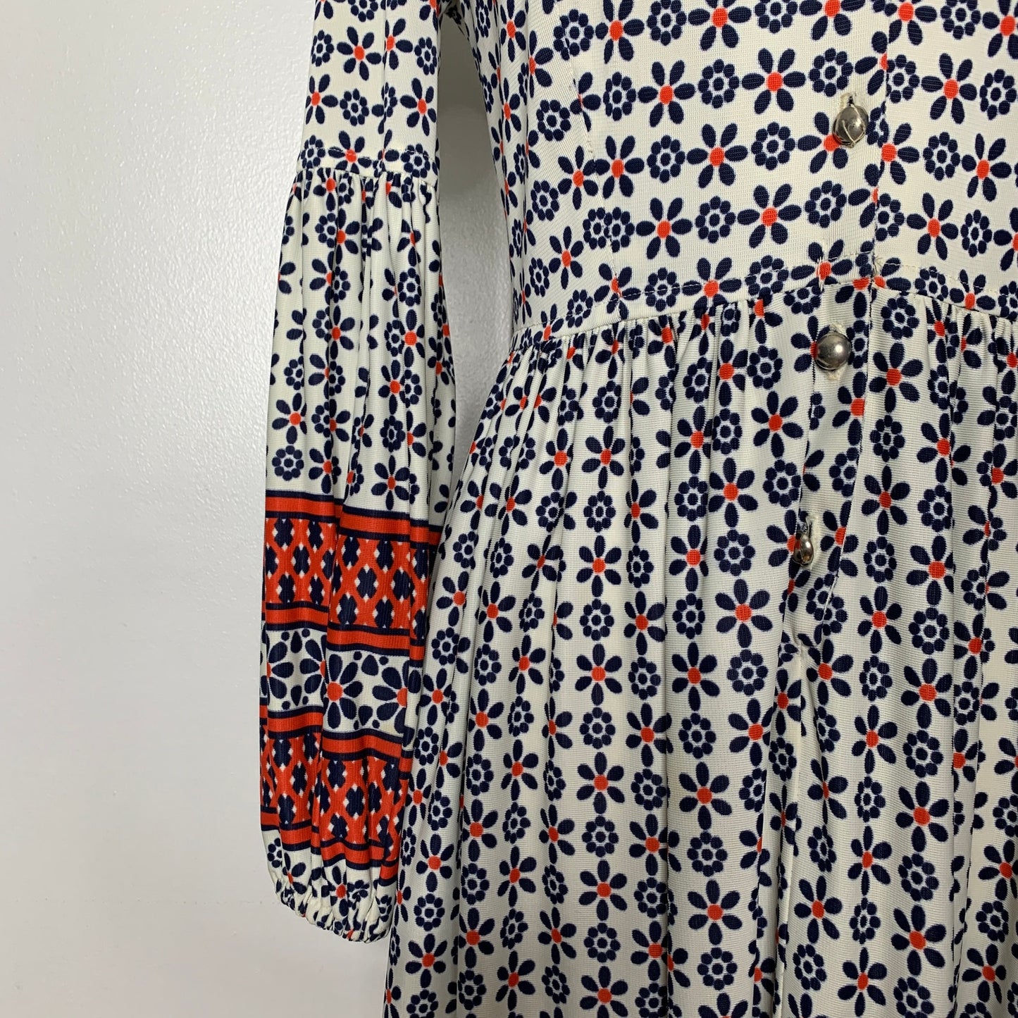 Vintage 70s Questo floral pattern puff sleeve maxi dress SZ S