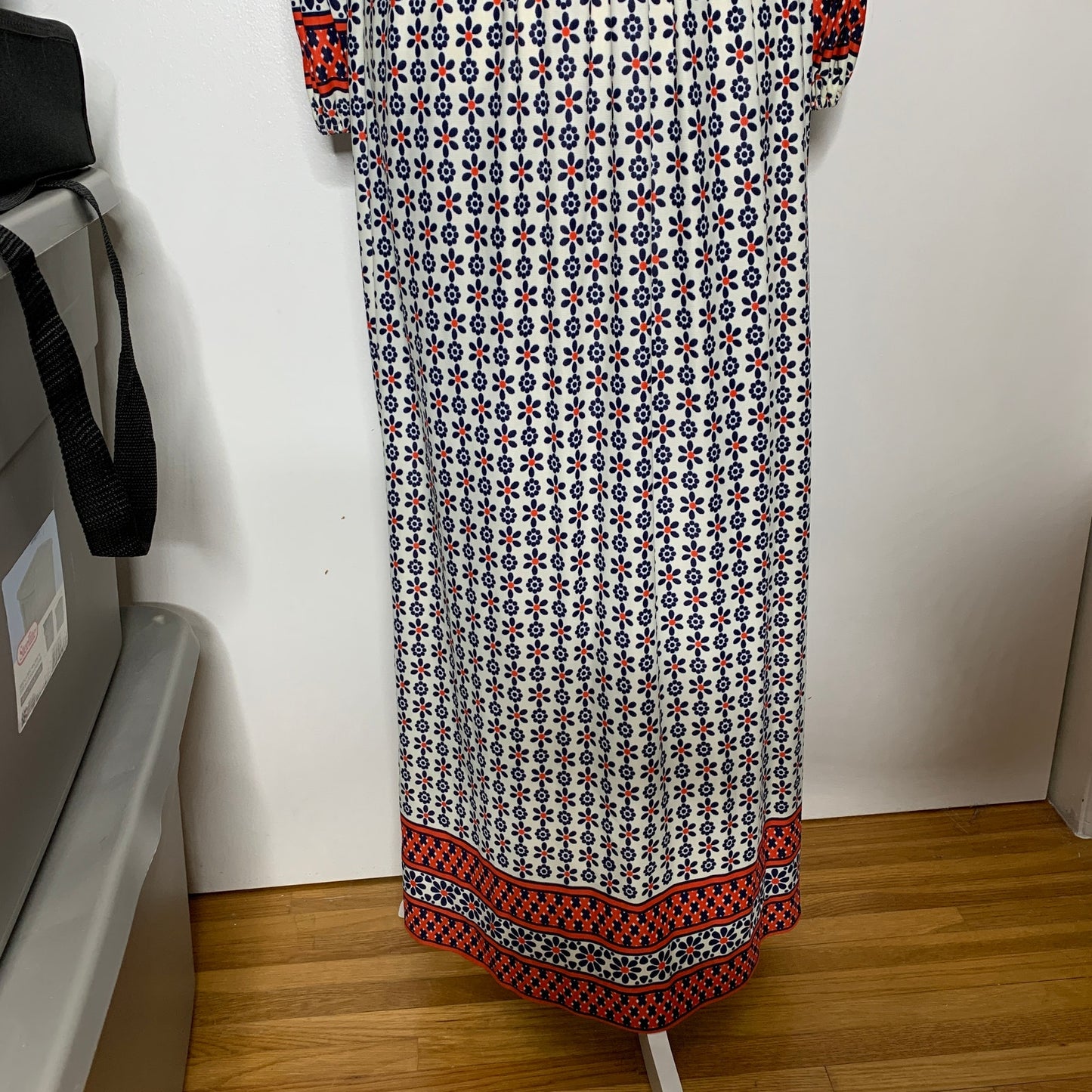 Vintage 70s Questo floral pattern puff sleeve maxi dress SZ S