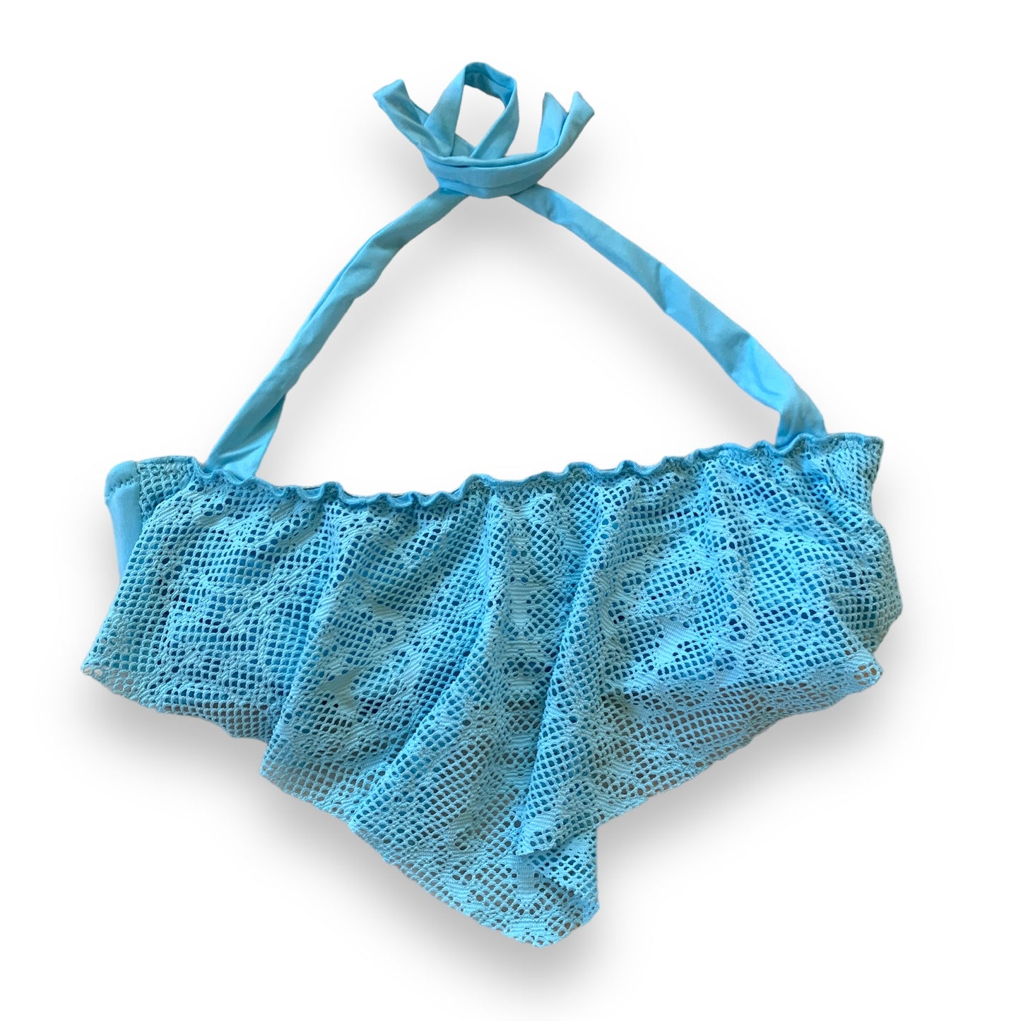 Mossimo blue crochet lace halter style bikini swim top SZ M