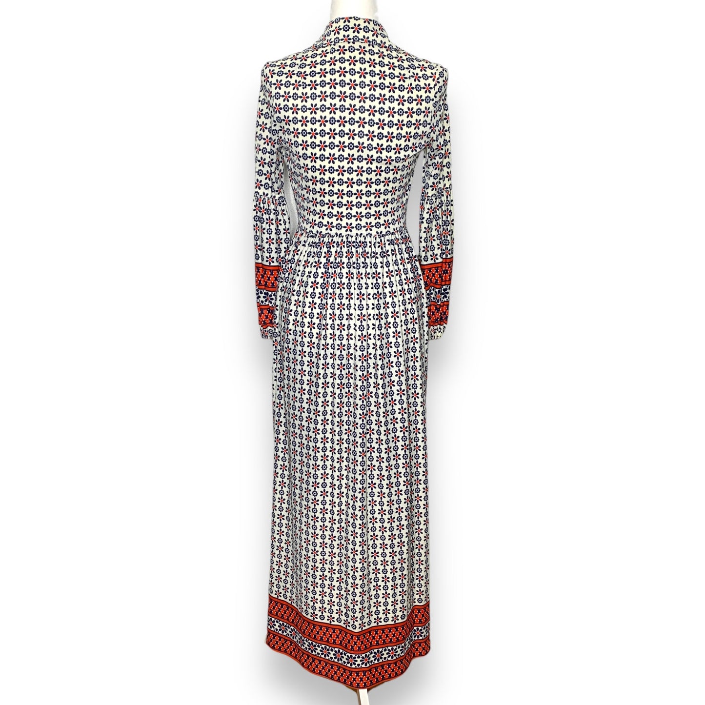 Vintage 70s Questo floral pattern puff sleeve maxi dress SZ S