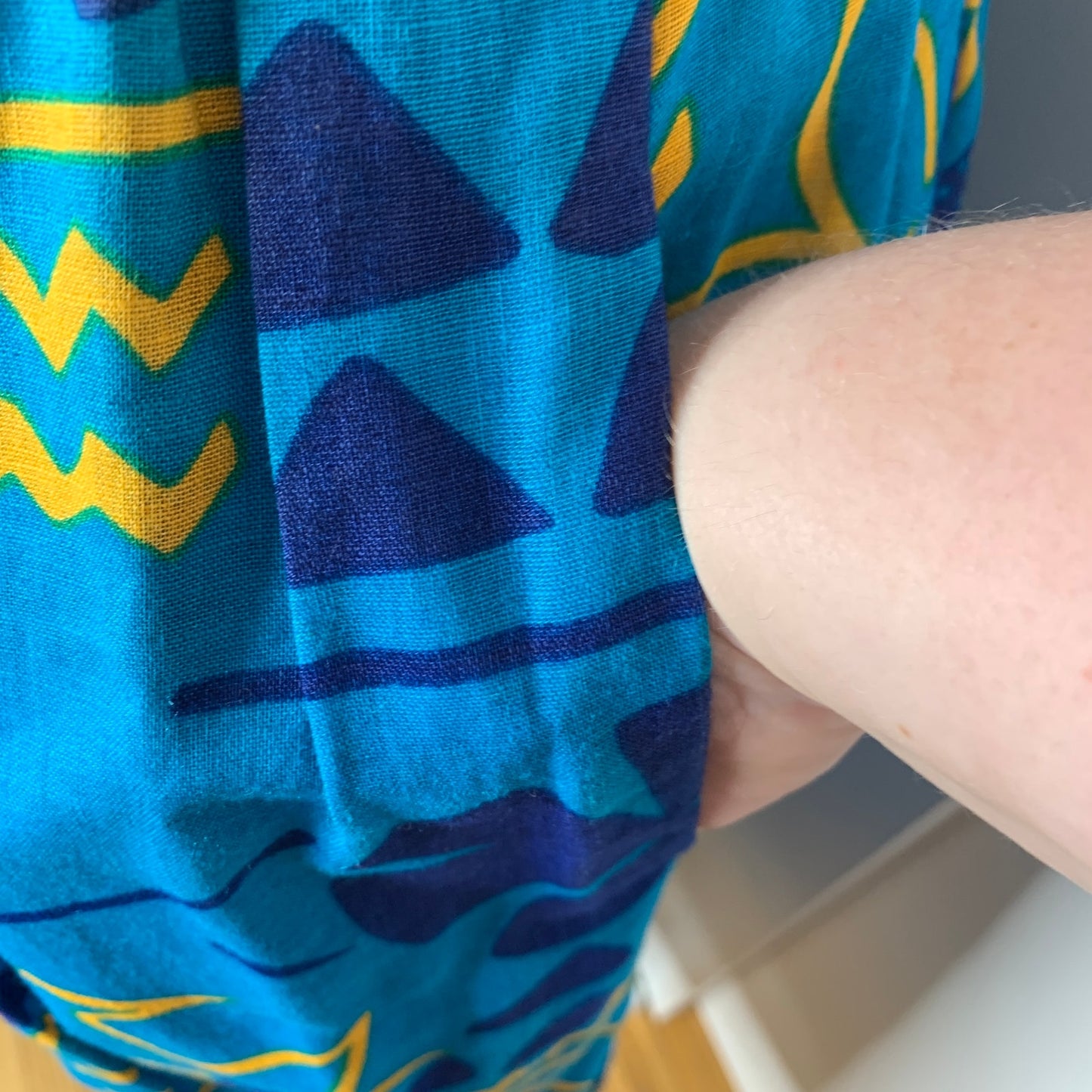 Vintage 80s Liz Claiborne women's tropical blue floral pattern midi skirt SZ S