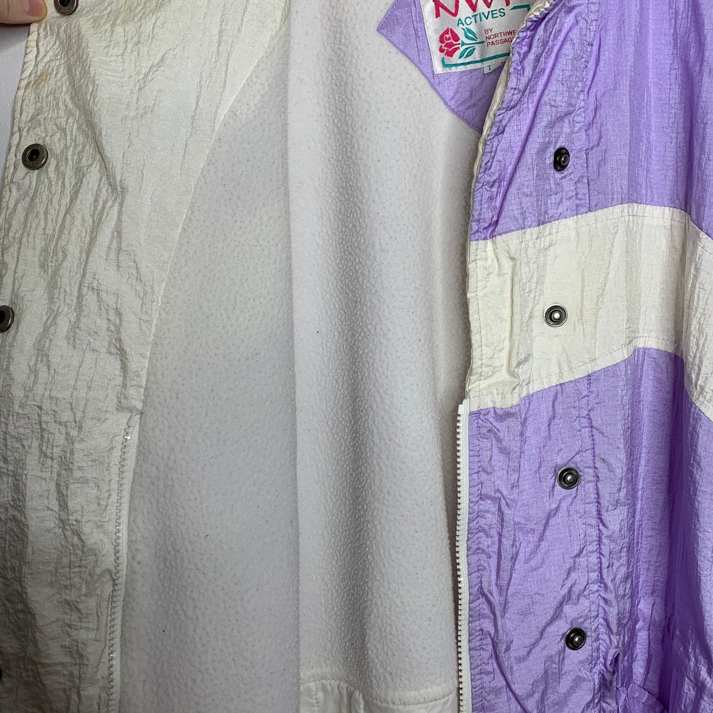Vintage 80s Northwest Passage women's purple white windbreaker jacket SZ L