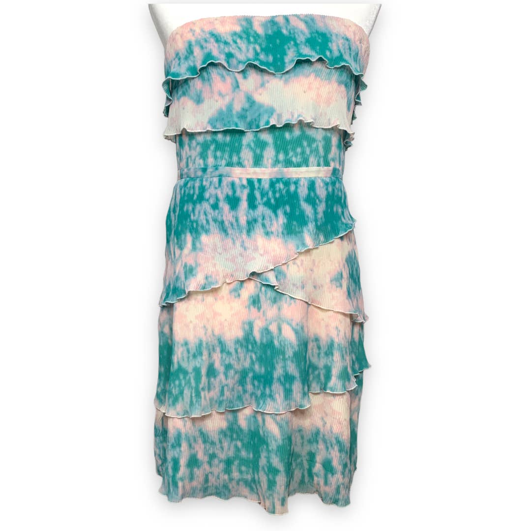 Urban Outfitters Pins & Needles tie dye ruffled strapless dress SZ L