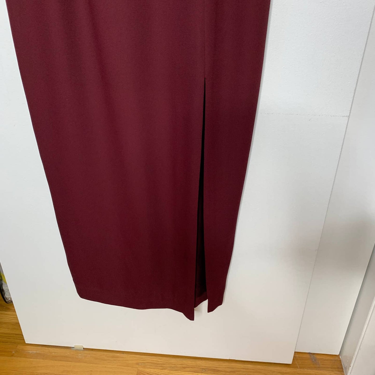 Vintage 90s red velvet full length side slit formal dress SZ M