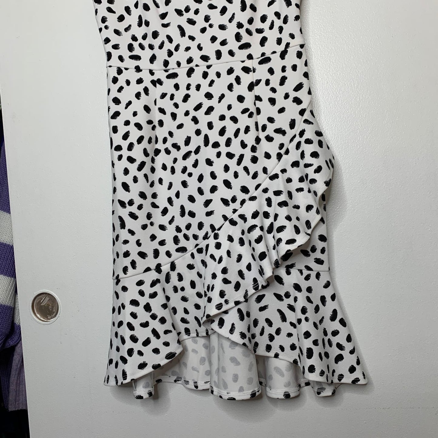 Bar III Camila dalmatian print ruffled mini dress SZ S