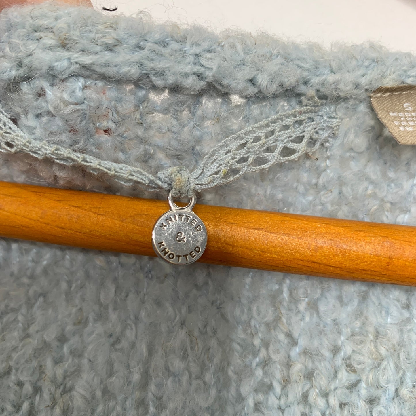 Anthropologie Knitted & Knotted chunky knit lace trim sweater SZ S