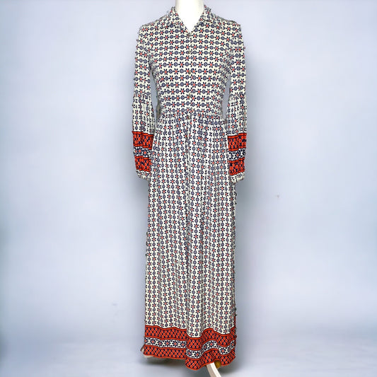 Vintage 70s Questo floral pattern puff sleeve maxi dress SZ S