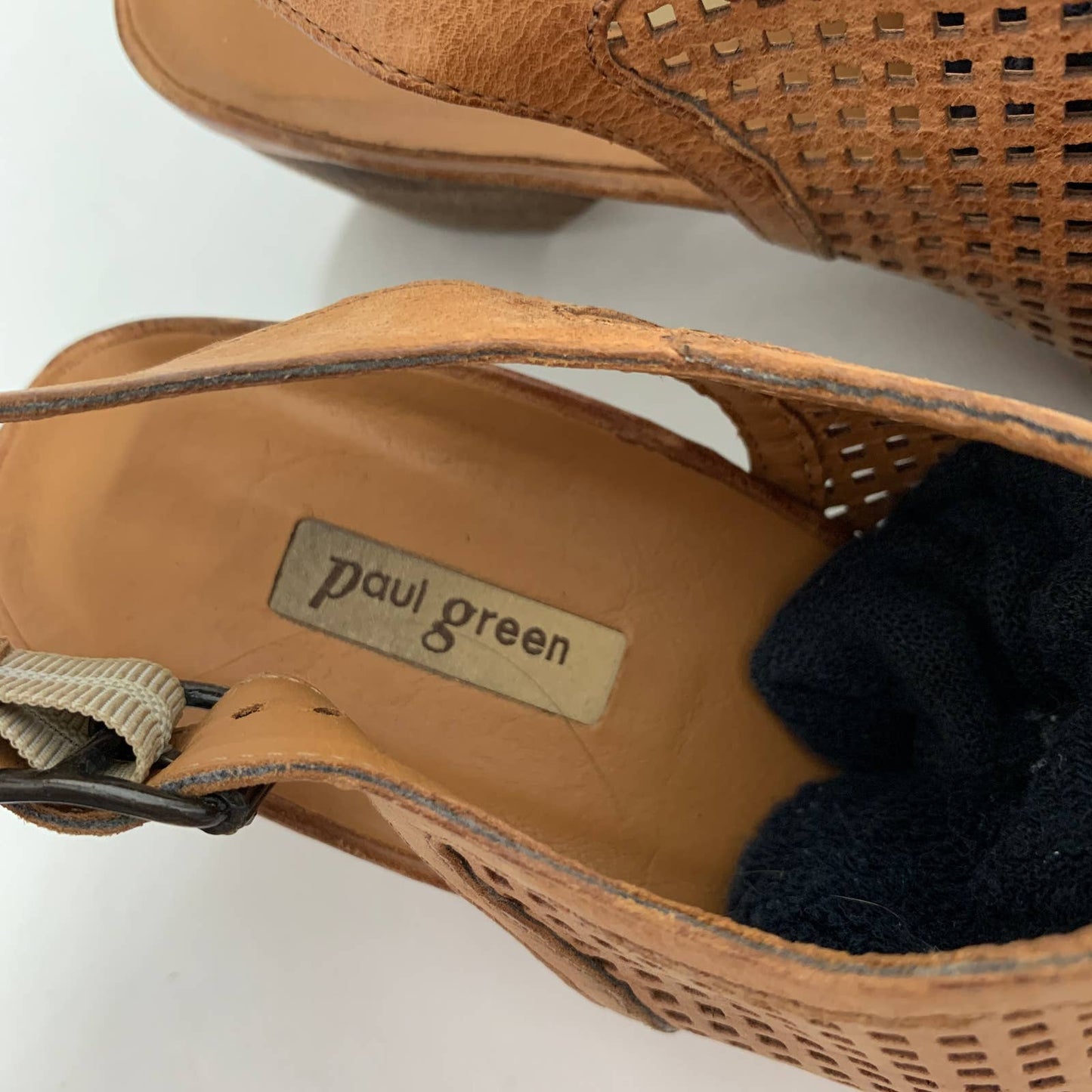 Paul Green Lois perforated leather slingback sandal SZ 6.5