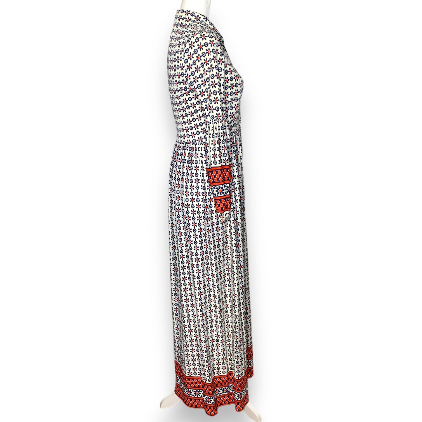 Vintage 70s Questo floral pattern puff sleeve maxi dress SZ S