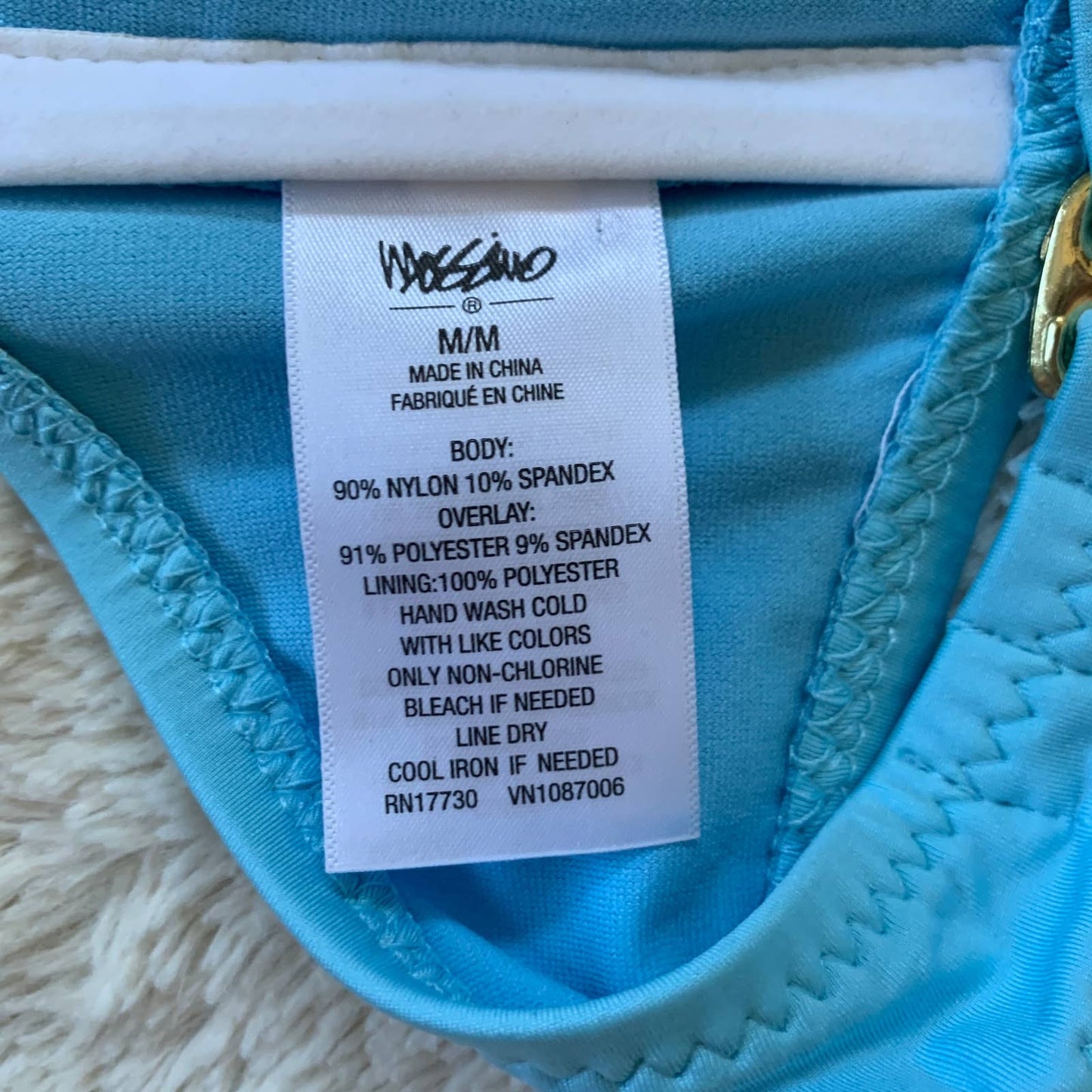 Mossimo blue crochet lace halter style bikini swim top SZ M