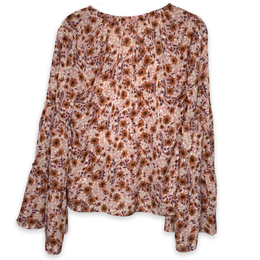 Lovestitch floral print flared bell sleeve peasant top SZ S
