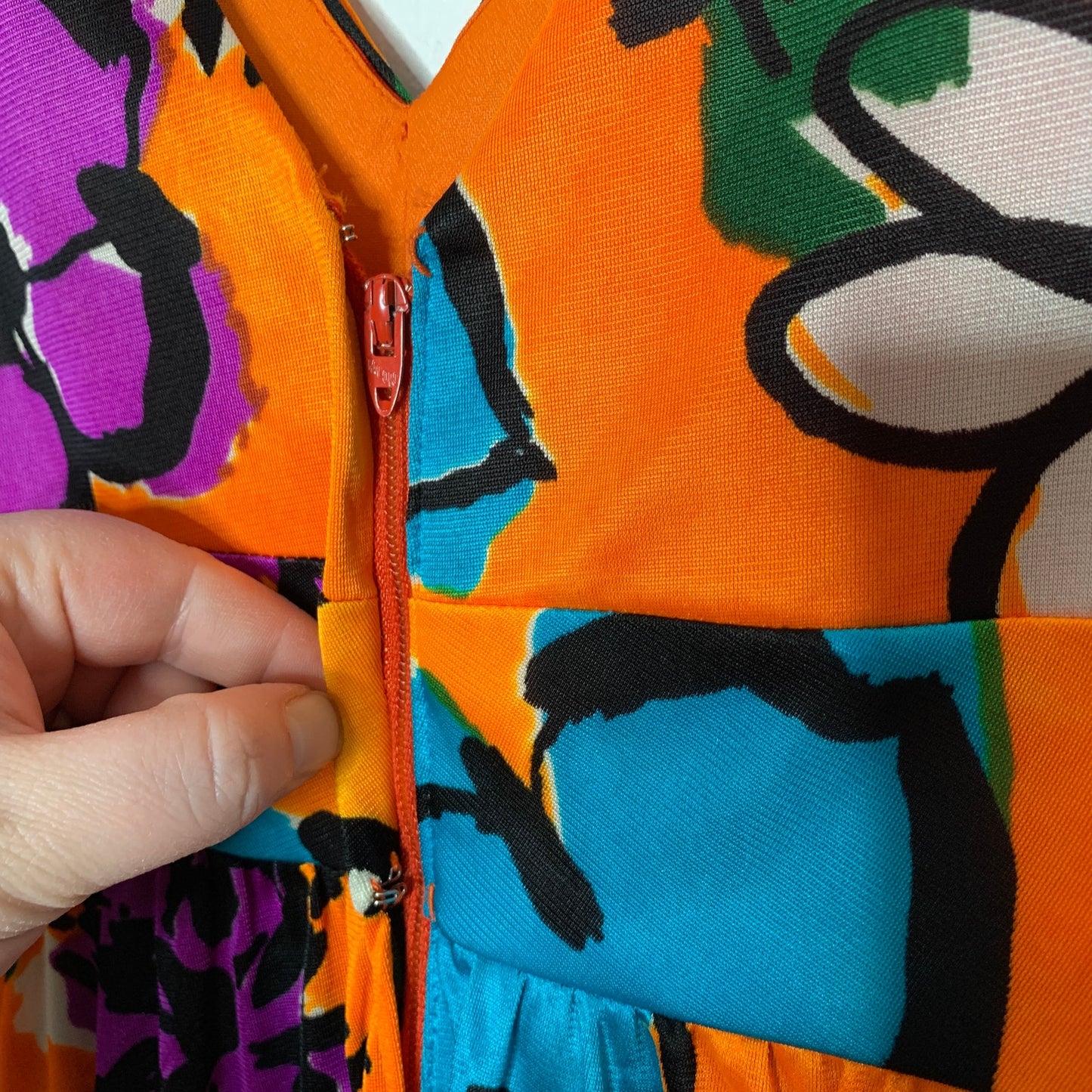 Vintage 60s Fred Perlberg hand screen printed floral maxi dress SZ S