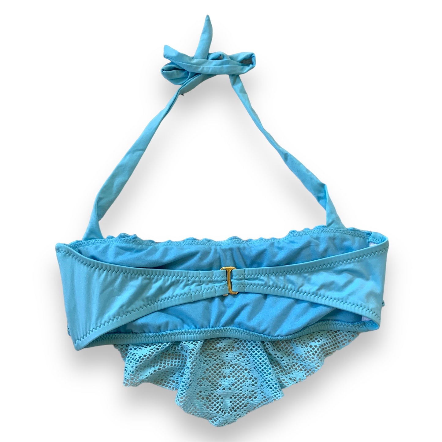 Mossimo blue crochet lace halter style bikini swim top SZ M