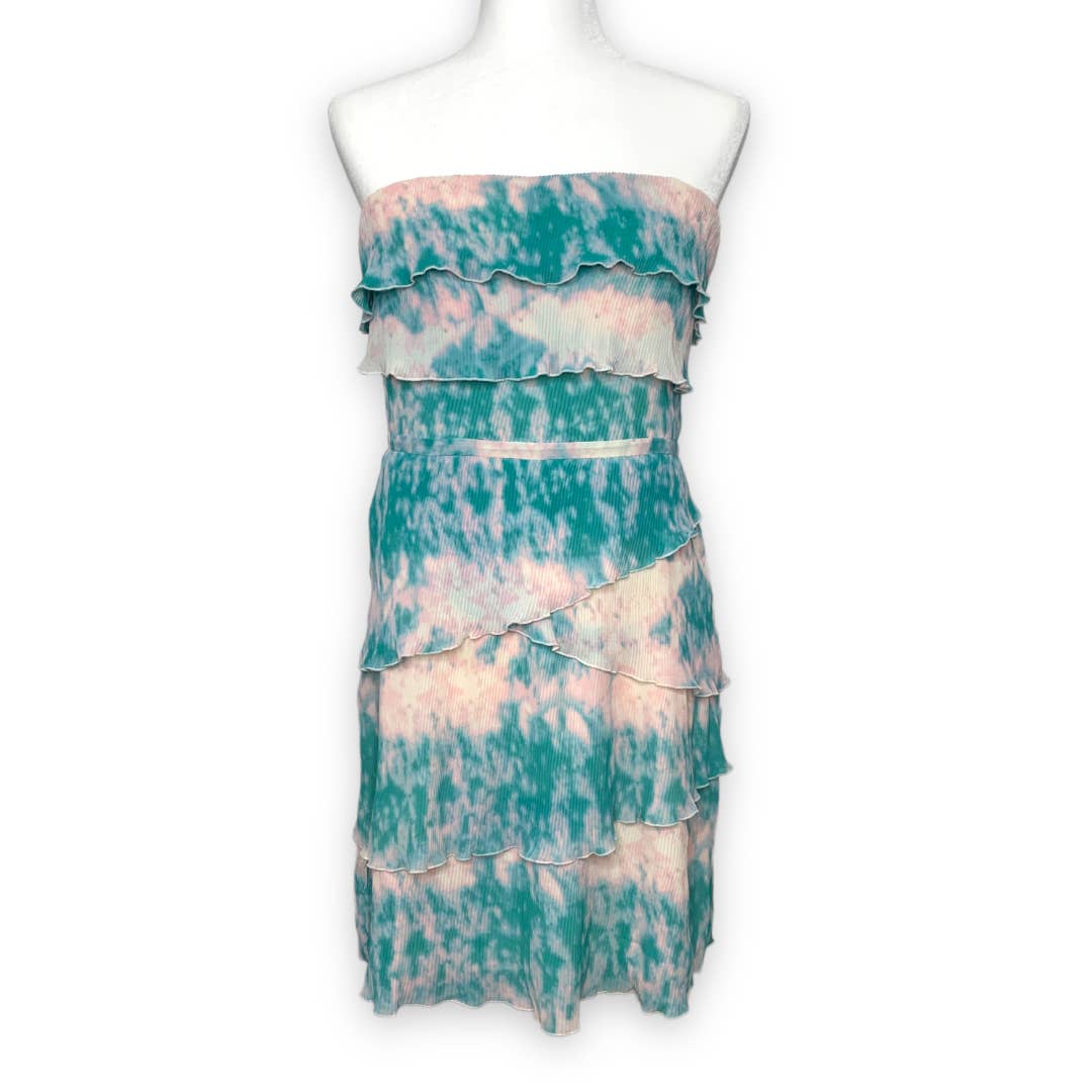 Urban Outfitters Pins & Needles tie dye ruffled strapless dress SZ L