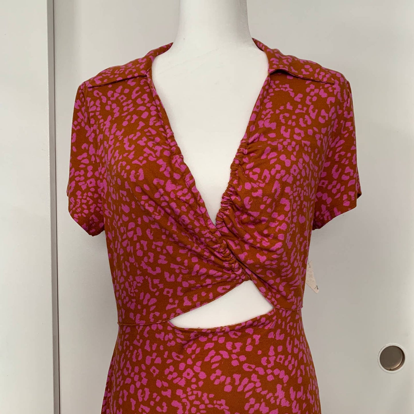 Free People Marsaille leopard print cut out mini dress SZ M