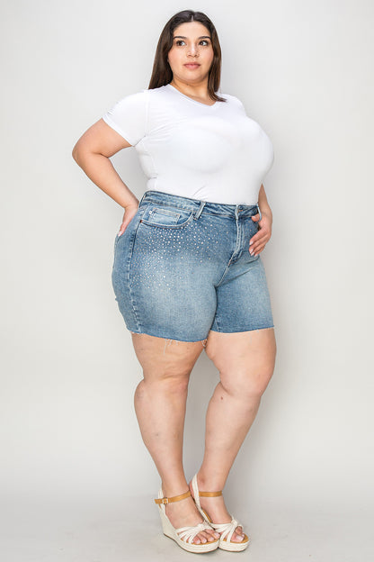 Shrink the World Raw Hem Denim Shorts (S-3X)