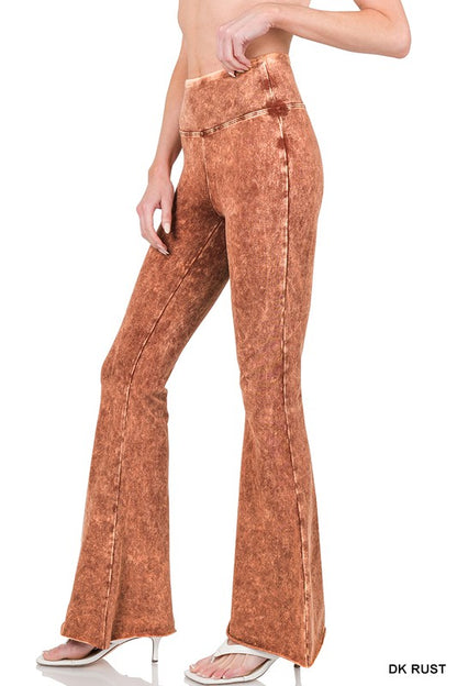 Acid Wash High Waisted Flare Pants (S-XL)