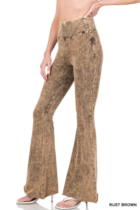 Acid Wash High Waisted Flare Pants (S-XL)