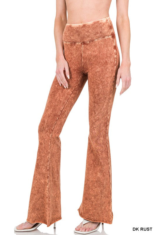 Acid Wash High Waisted Flare Pants (S-XL)