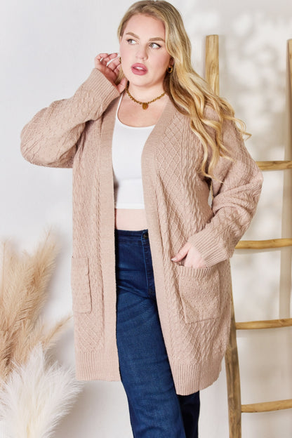 Feeling Unmoored Cable Knit Cardigan (S-3X)