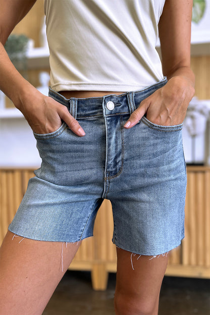 Shrink the World Raw Hem Denim Shorts (S-3X)