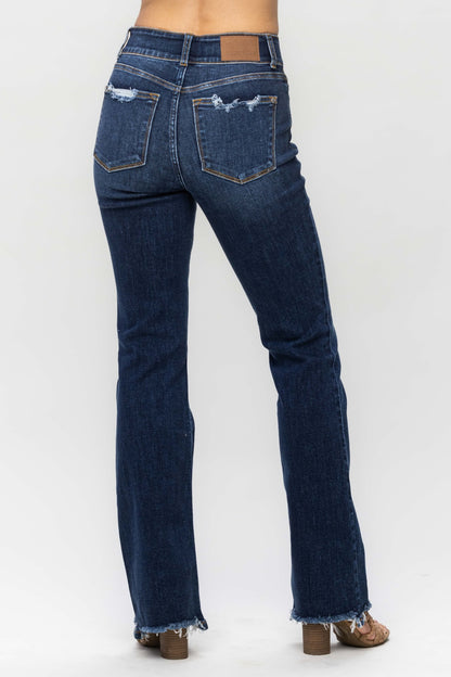 Raised On It Frayed Hem Bootcut Jeans (0-24W)