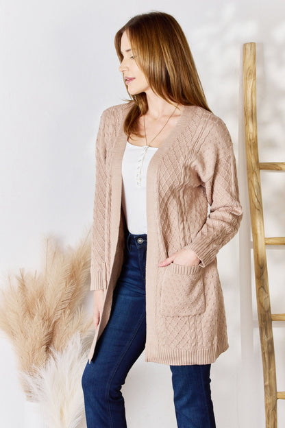 Feeling Unmoored Cable Knit Cardigan (S-3X)