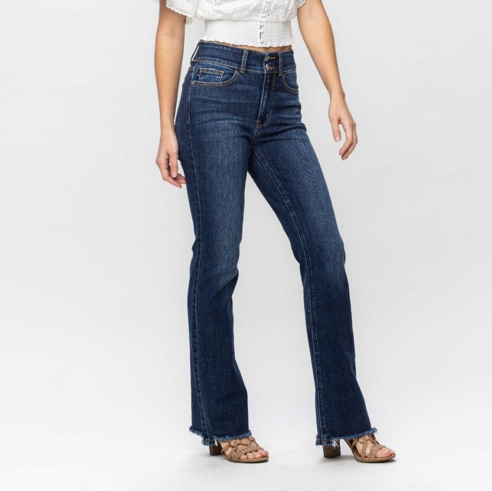 Raised On It Frayed Hem Bootcut Jeans (0-24W)