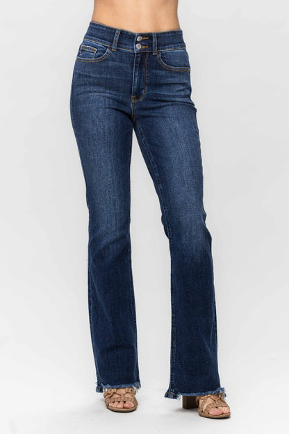 Raised On It Frayed Hem Bootcut Jeans (0-24W)