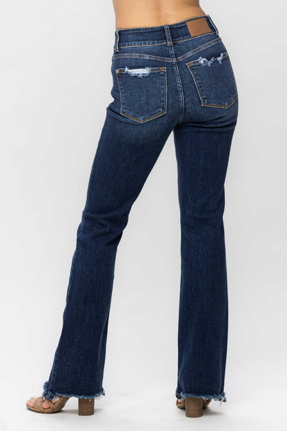 Raised On It Frayed Hem Bootcut Jeans (0-24W)