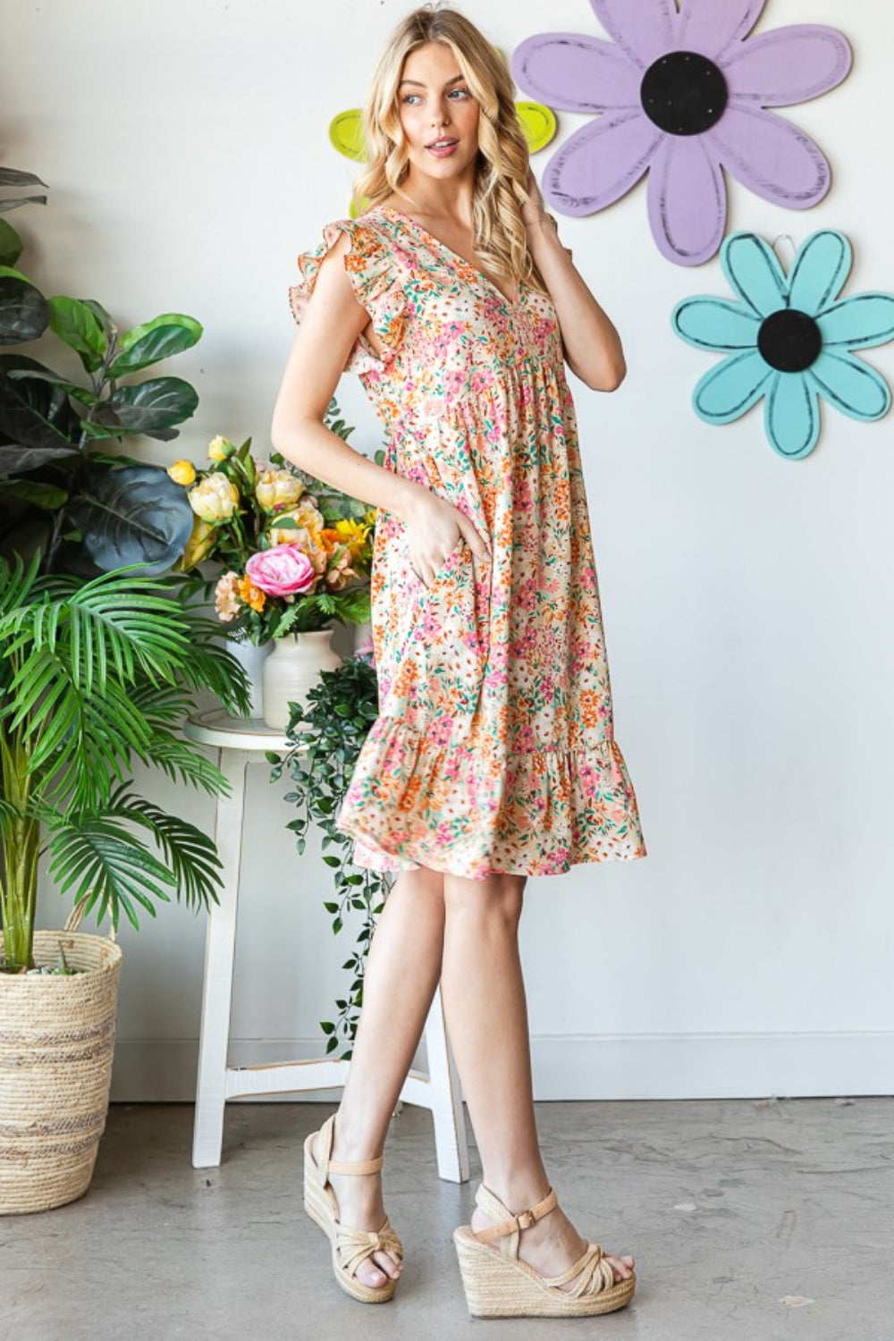 Voice Within Floral Ruffled Dress (S-3X)